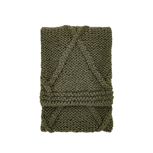 Cable Knit Diamond Throw Olive